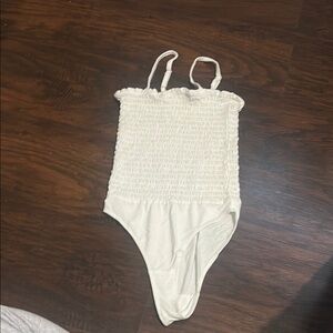 Forever 21 White Smocked Bodysuit
